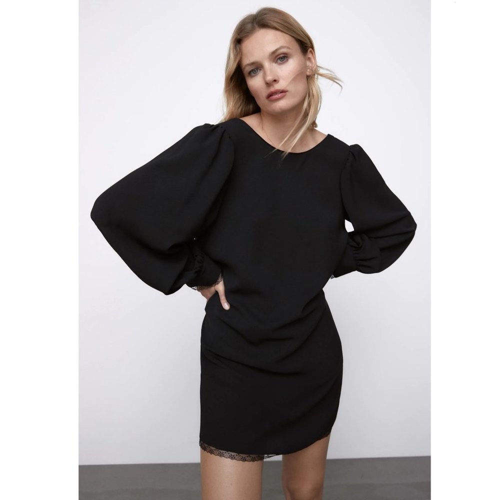 Zara Black Long Sleeve Dress